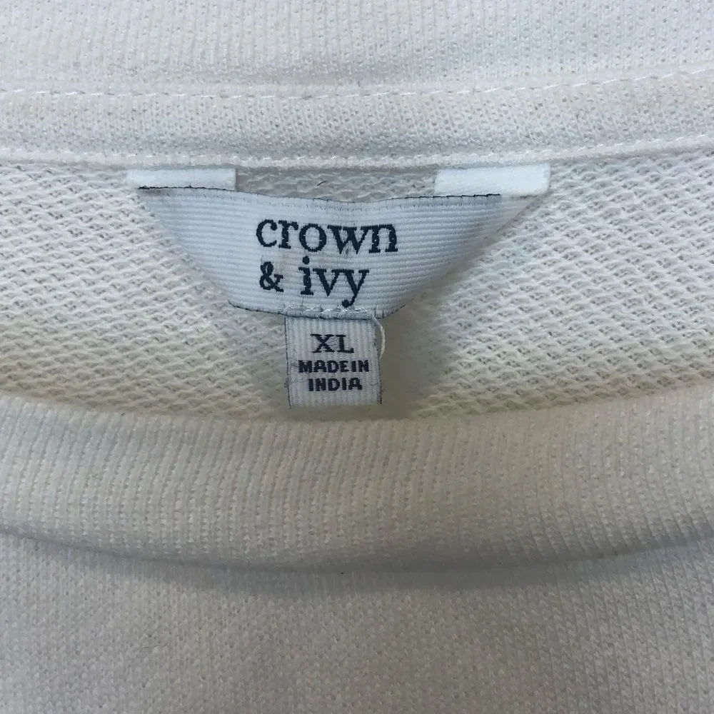 Crown & Ivy long sleeve sweater top with pearl and bead embellishments - Picture 4 of 8